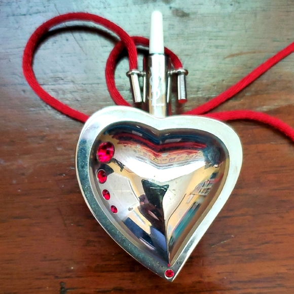 Yves Saint Laurent Jewelry - YSL Silver Heart Pendant with Red Accents